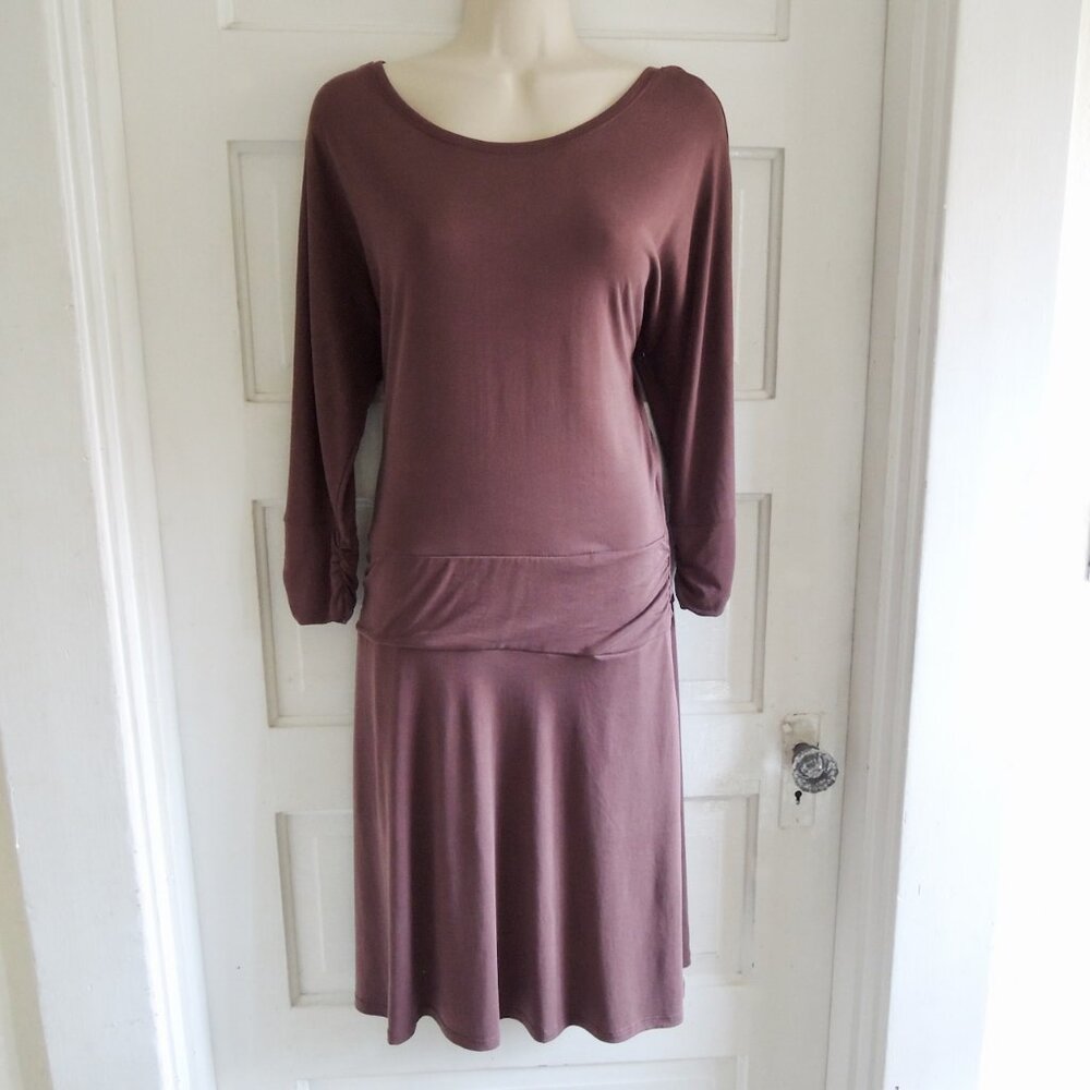 Prana Brown Simone Modal V Back Wedged Wood Dress M